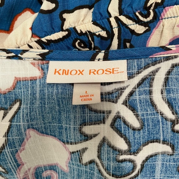 Knox Rose Blue Floral V Neck Wrap Tiered Hem Long Dress - Picture 12 of 13